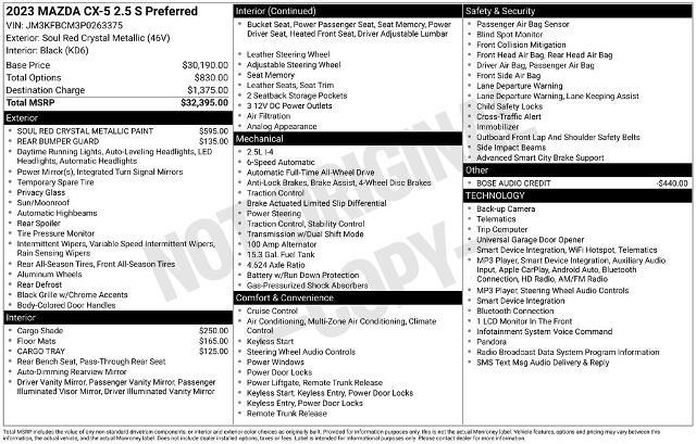 2023 MAZDA CX-5 - $23,500