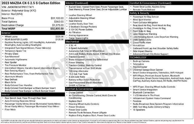 2023 MAZDA CX-5 - $24,500