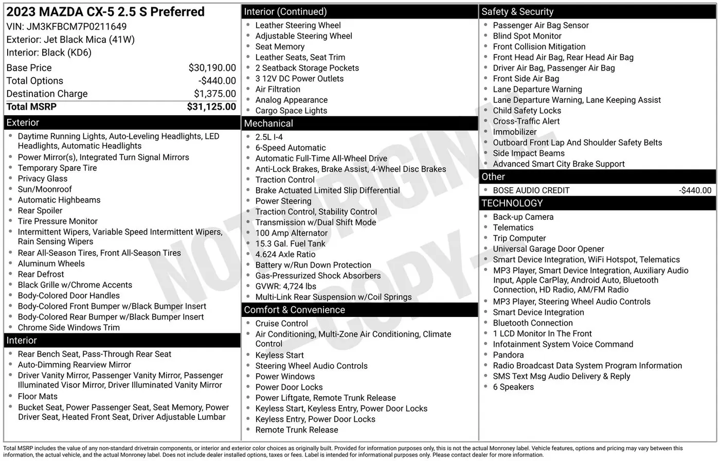 2023 MAZDA CX-5 - $24,990
