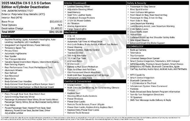 2025 MAZDA CX-5 - $28,769