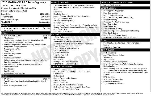 2025 MAZDA CX-5 - $36,999