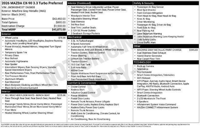 2026 MAZDA CX-9 - $38,000