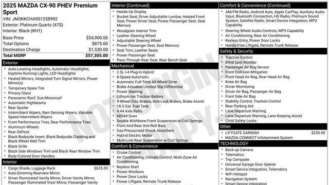 2025 Mazda CX-90 Plug-in Hybrid Premium Sport