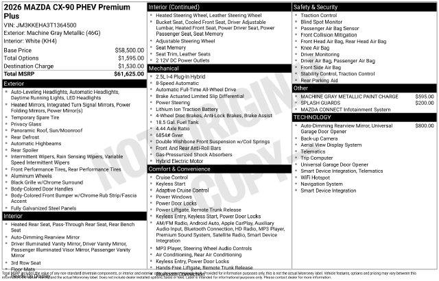 2026 MAZDA CX-9 - $52,850