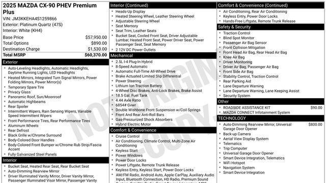 2025 Mazda CX-90 Plug-in Hybrid Premium Plus