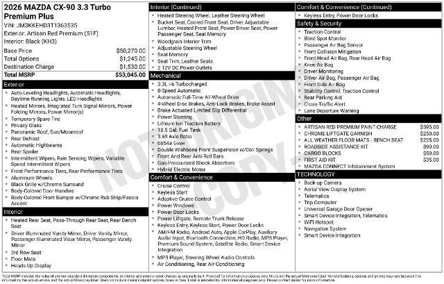 2026 MAZDA CX-9 - $43,500