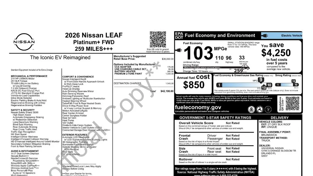 2026 Nissan LEAF Platinum+