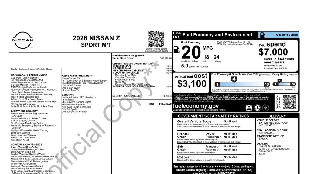 2026 Nissan Z Sport