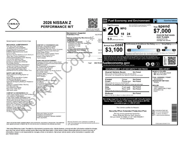2026 Nissan Nissan Z - $48,521