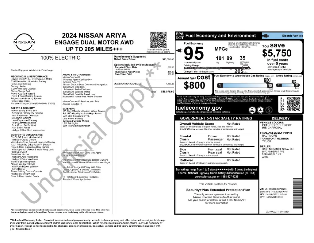 2024 Nissan Ariya Hatchback - $20,820