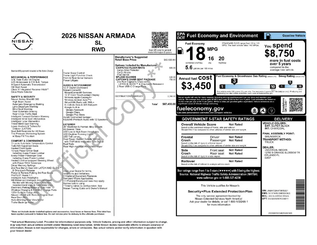 2026 Nissan Armada - $56,987