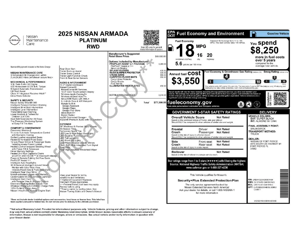 2025 Nissan Armada - $63,998