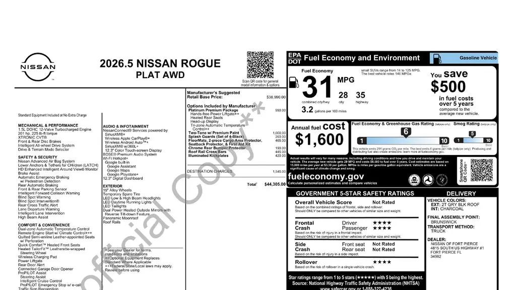 2026 Nissan Rogue Platinum