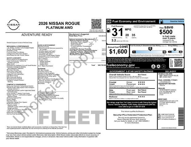 2026 Nissan Rogue - $35,438
