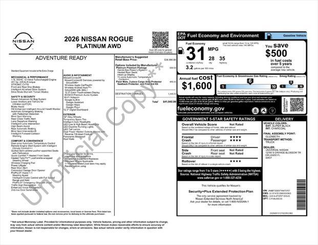 2026 Nissan Rogue - $34,620