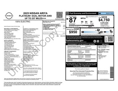 Photo of a 2025 Nissan Ariya AWD Platinum+ E-4orce 4DR Crossover for sale