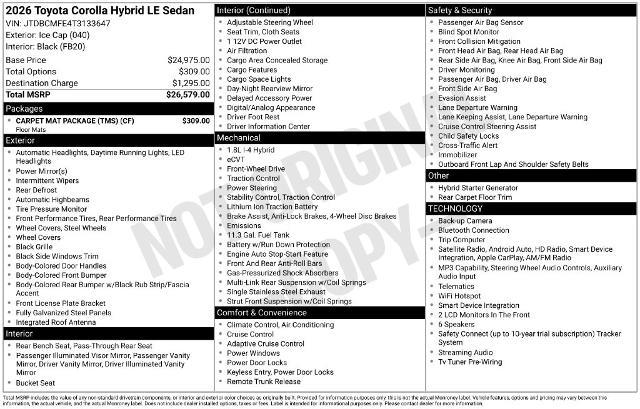 2026 Toyota Corolla - $26,985