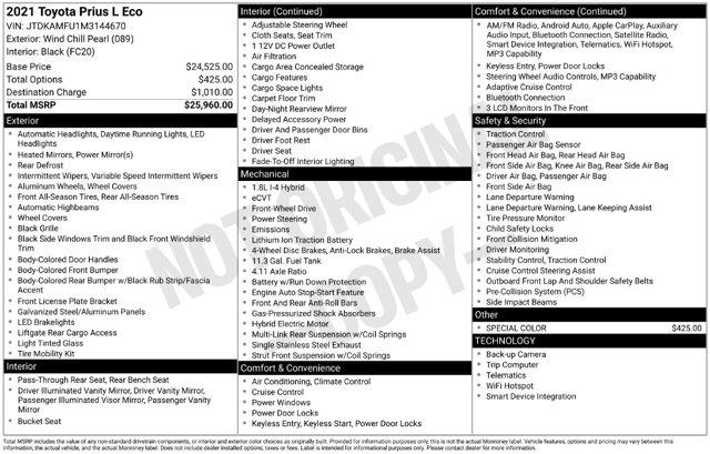 2021 Toyota Prius - $16,411