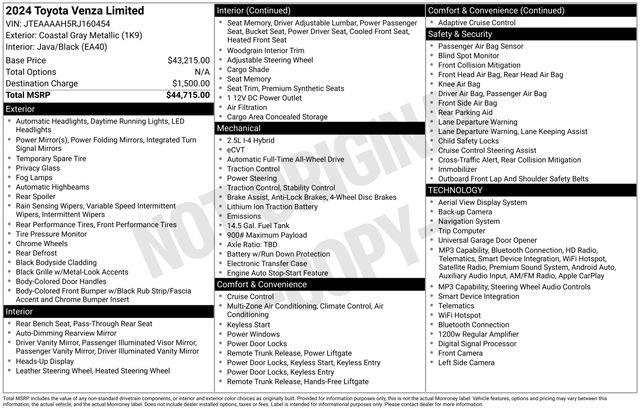 2024 Toyota Venza - $32,500
