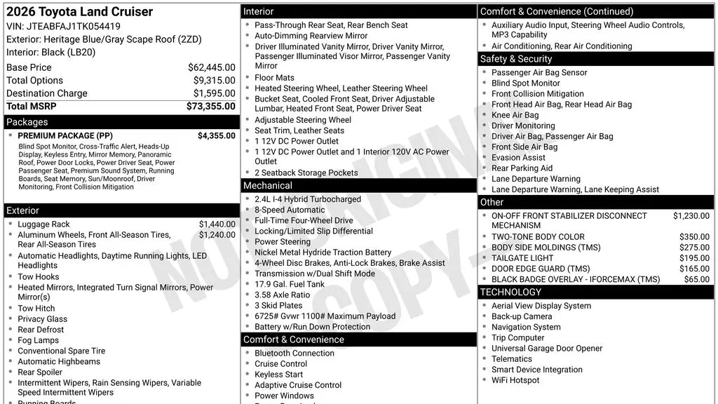 2026 Toyota Land Cruiser Base