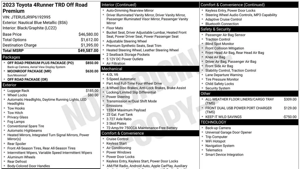 2023 Toyota 4Runner TRD Off-Road Premium