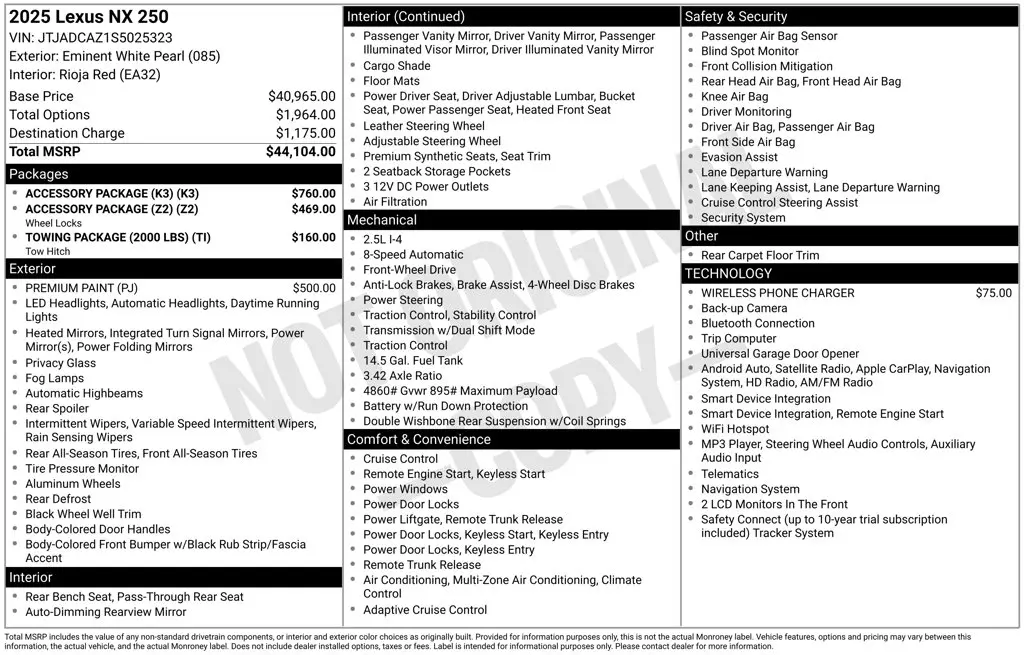 2025 Lexus NX - $34,977