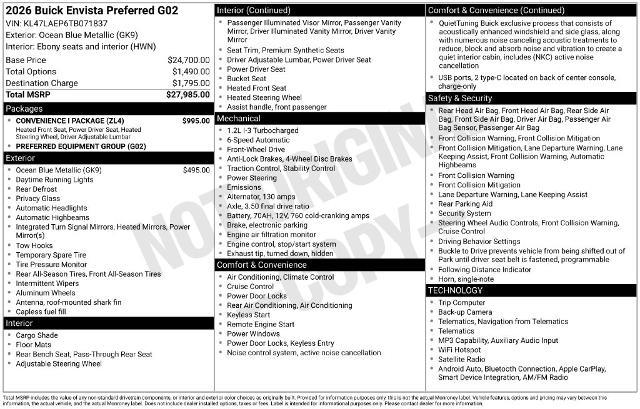 2026 Buick Envista - $21,880