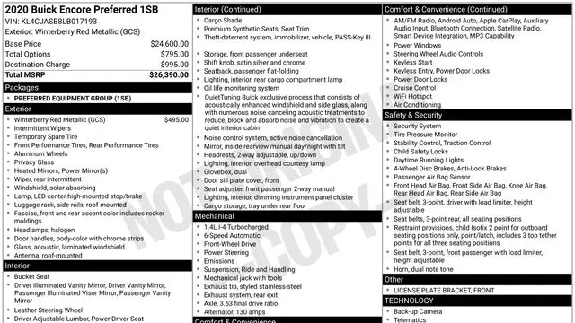 Preowned 2020 Buick Encore Preferred for Sale