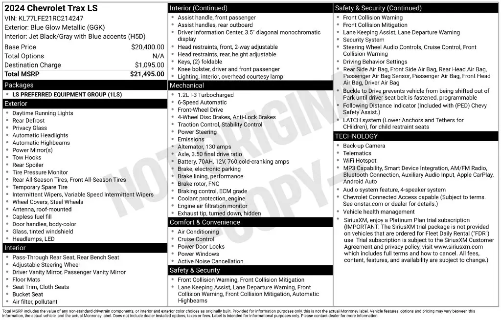 2024 Chevrolet Trax - $19,700