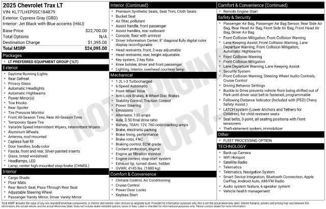2025 Chevrolet Trax - $19,900