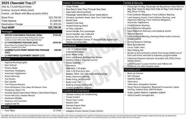2025 Chevrolet Trax - $22,780