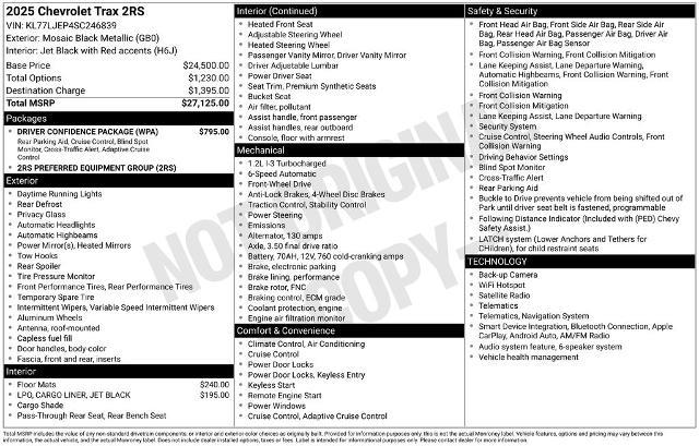 2025 Chevrolet Trax - $21,799