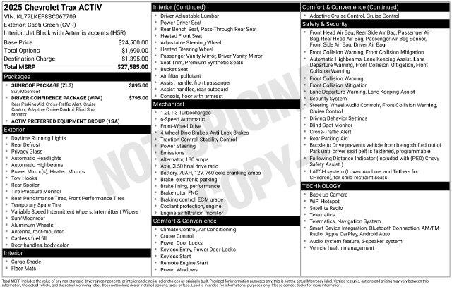 2025 Chevrolet Trax - $23,979