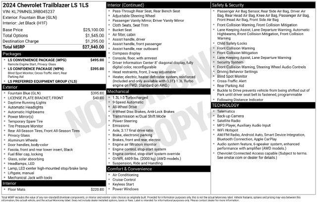 2024 Chevrolet Blazer - $21,650