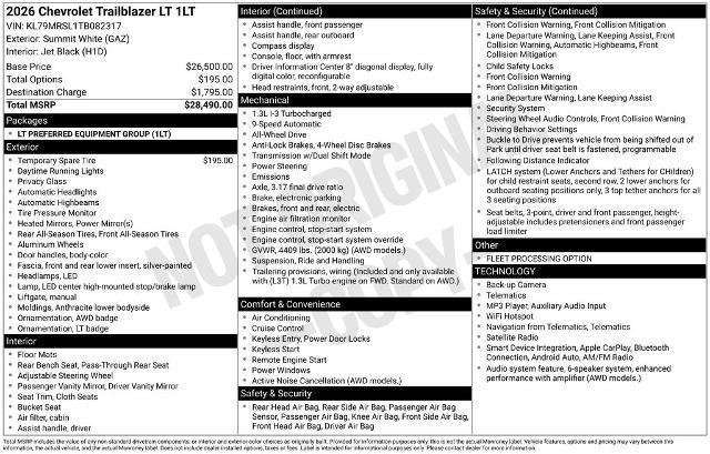 2026 Chevrolet Trailblazer LT — photo 1 of 24
