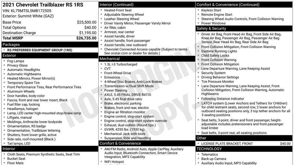 2021 Chevrolet Trailblazer RS