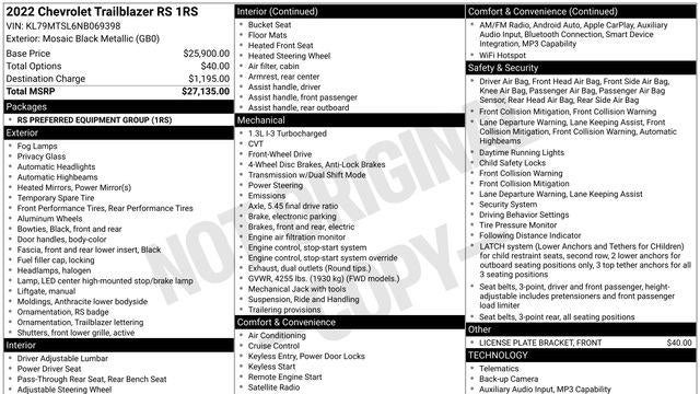 2022 Chevrolet Trailblazer RS
