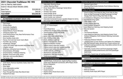 2021 Chevrolet Trailblazer RS 4DR SUV
