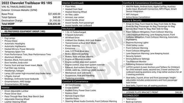 2022 Chevrolet Trailblazer RS