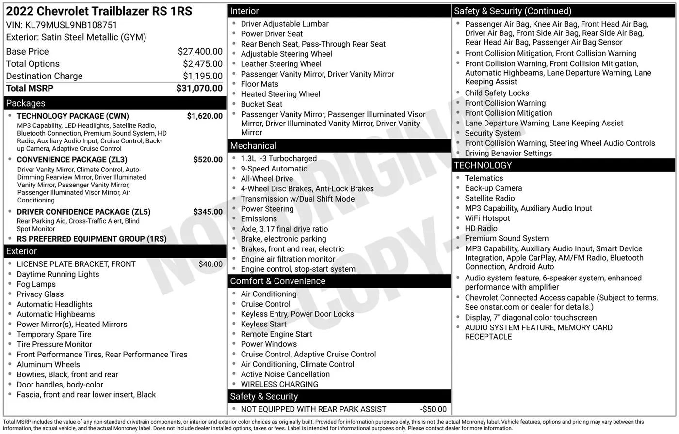 2022 Chevrolet Blazer - $21,590
