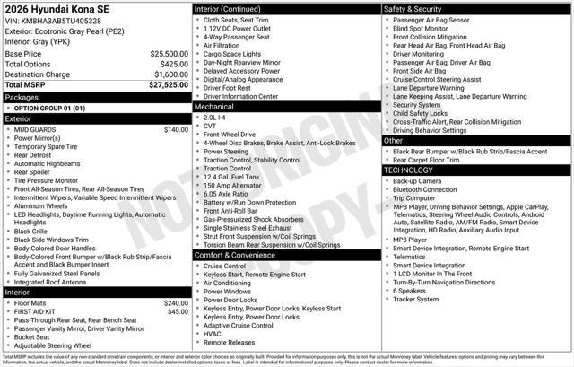 2026 Hyundai Kona - $24,295