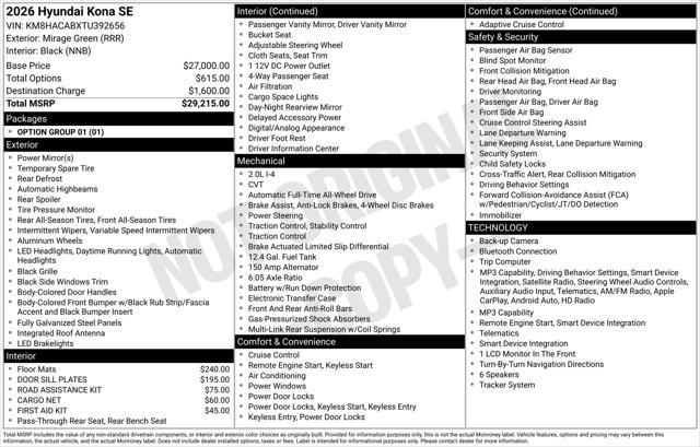 2026 Hyundai Kona - $24,948