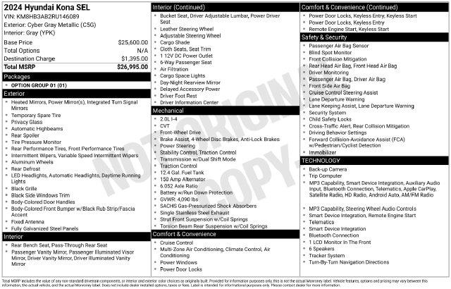 2024 Hyundai Kona - $18,579