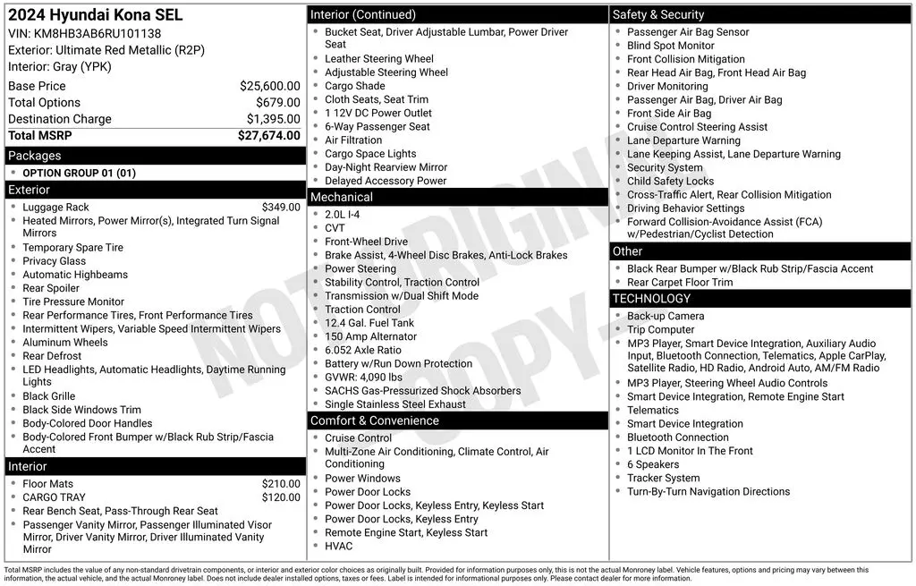 2024 Hyundai Kona - $22,208