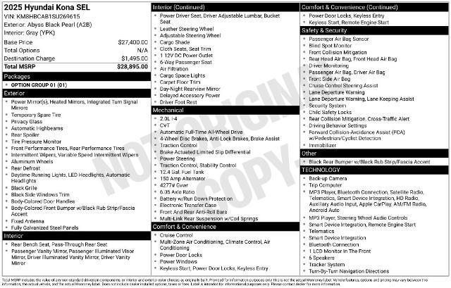 2025 Hyundai Kona - $22,173