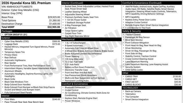 2026 Hyundai KONA SEL Premium