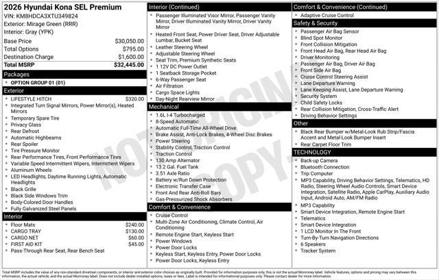 2026 Hyundai Kona - $30,693