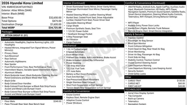 2026 Hyundai KONA Limited
