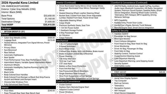 2026 Hyundai KONA Limited