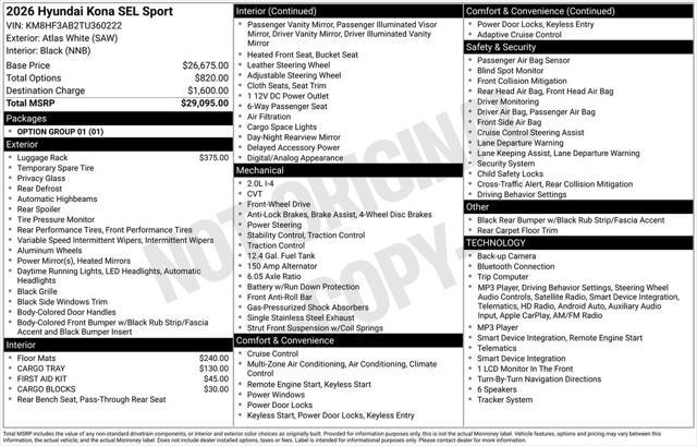 2026 Hyundai Kona - $25,990